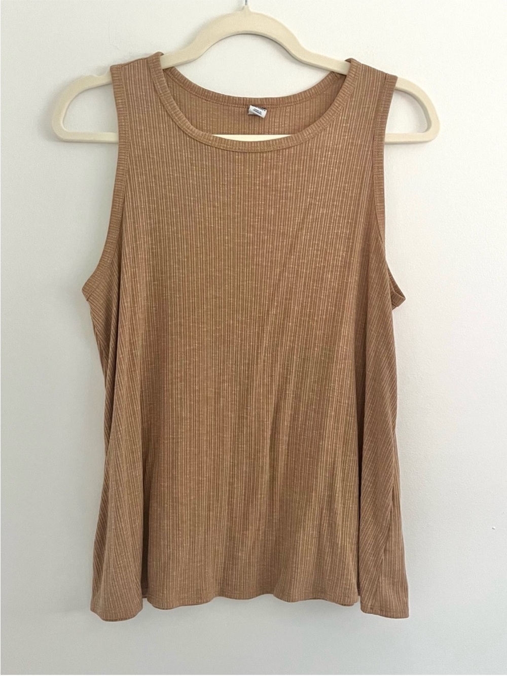 Old Navy Luxe Ribbed Tank Top Neutral Brown Simple Basic Summer Clean Girl S